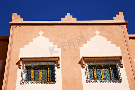 摩洛哥非洲的窗户和旧建筑沃尔玛