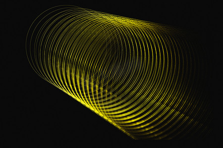 螺旋形线条摄影照片_黑色背景上的分形螺旋图像。