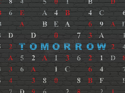 明天摄影照片_时间轴概念： 明天在墙壁背景