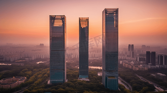 商务风景摄影照片_南京新街口城市建筑夜景