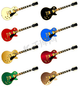 各种颜色的摇滚吉他
