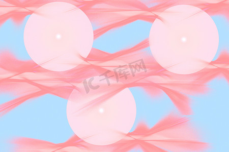 分形图像：粉色气球和波浪。