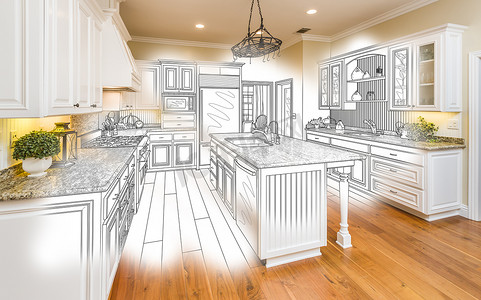 定制厨房设计图和拉丝照片组合