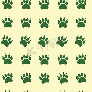 动物轮廓图案摄影照片_猫或狗爪子无缝图案-动物足迹纹理。