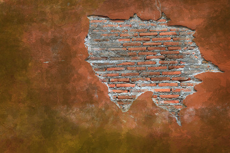 开裂的 grunge 风化复古和碎片的红砖沃尔玛