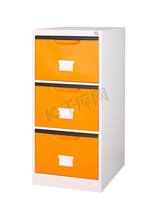 装柜家摄影照片_多彩的三抽屉柜实用又漂亮的橙色