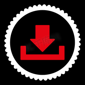 下载扁平的红色和白色圆形邮票图标