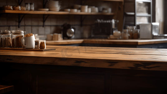木制摄影照片_木桌餐厅背景模糊