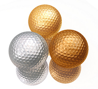 青铜、银、金高尔夫球