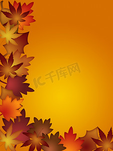 五颜六色的秋天树叶边框