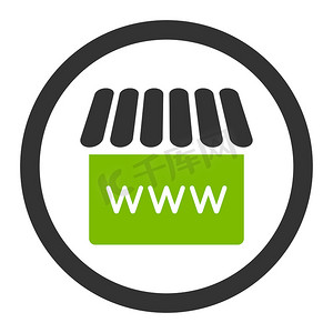 网上商店平面生态绿色和灰色圆形字形图标