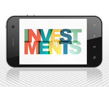 货币概念：有投资的智能手机在显示