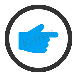 拇指食指摄影照片_食指平面蓝色和灰色圆形光栅图标