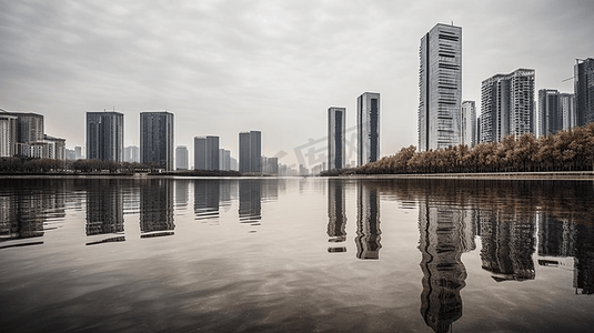 写字楼风景摄影照片_武汉城市风景金融区