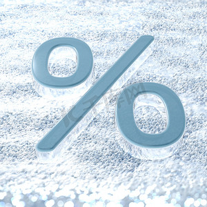 象征冬季促销活动的新雪上的百分比符号