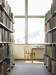 图书馆书架的内部视图