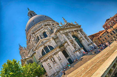 圣玛丽亚德拉礼炮大教堂，威尼斯，意大利，HDR