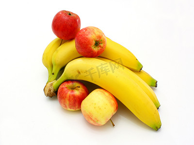 梨新鲜摄影照片_黄色香蕉苹果和梨