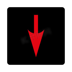 锋利的向下箭头平面密集红色和黑色圆形按钮