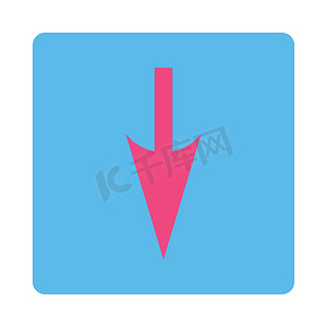 Sharp Down Arrow 平面粉色和蓝色圆形按钮