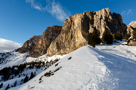 阿尔塔巴迪亚科尔福斯科滑雪胜地的落基山脉