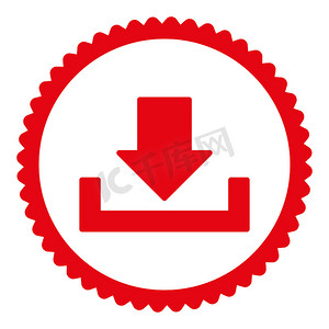 下载扁平的红色圆形邮票图标