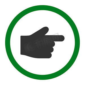 拇指食指摄影照片_食指平面绿色和灰色圆形光栅图标