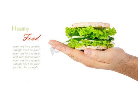 蔬菜饼汉堡摄影照片_健康食品、饮食、减肥、素食的概念