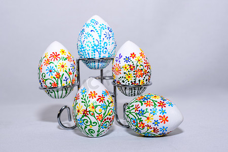 复活节彩蛋，手绘丙烯颜料，艺术