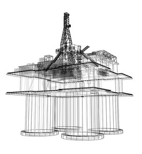 不规制图形摄影照片_海上石油钻井平台概念