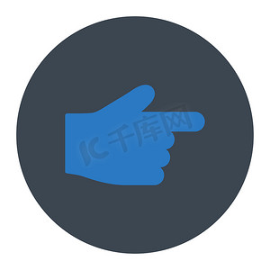 拇指食指摄影照片_食指平光滑蓝色圆形按钮