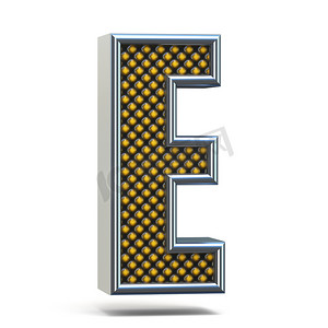 铬金属橙色点缀字体 Letter E 3D
