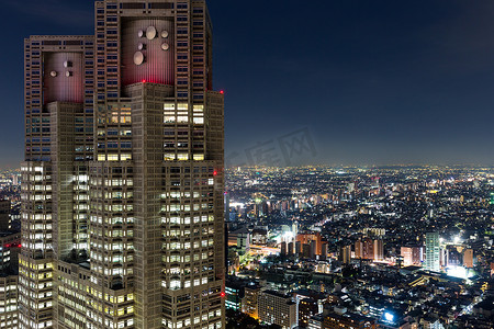 日本酒店摄影照片_东京天际线在晚上