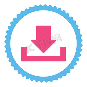 下载扁平的粉色和蓝色圆形邮票图标