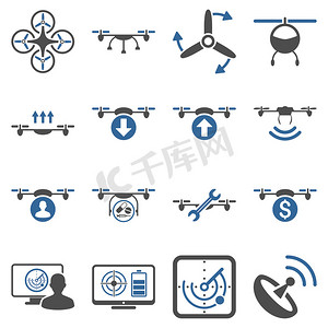 四轴飞行器服务图标集
