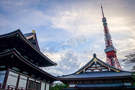 日本增上寺和东京铁塔