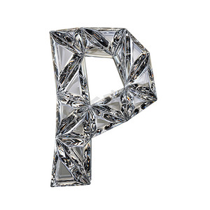 水晶三角字体字母 P 3d 渲染