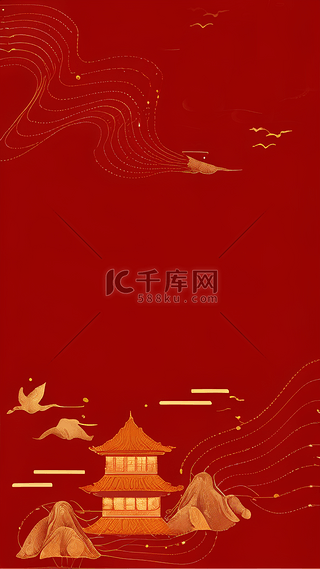 中秋节背景图片_红色中国风红色国潮