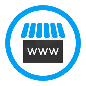 Webstore 平面蓝色和灰色圆形字形图标