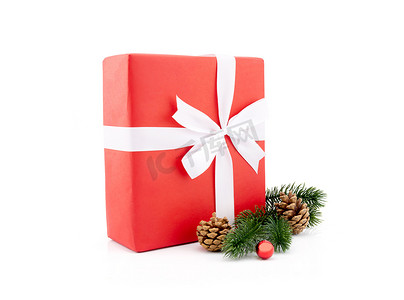 圣诞季和新季松果红色礼盒