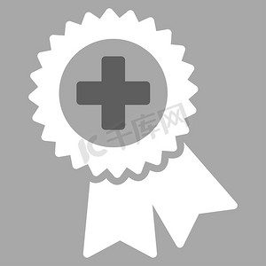 证书银色摄影照片_医疗质量印章图标