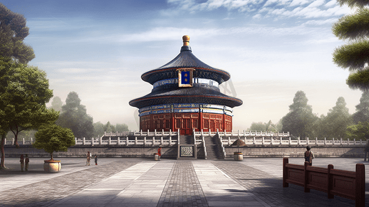 北京天坛公园城市风景景色