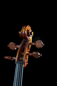 大提琴摄影照片_黑色大提琴琴颈