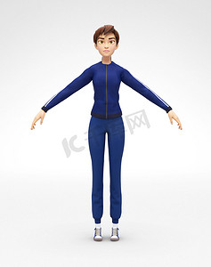 静态珍妮-3D卡通女性角色运动模型-人体黄金比例