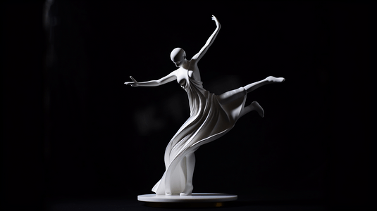 白人妇女在黑色桌子上跳舞的小雕像
