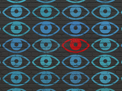 隐私权概念：背景墙上的眼睛图标