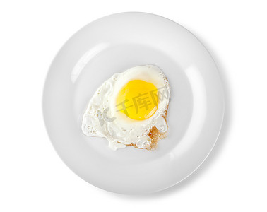 剪鸡蛋摄影照片_盘子里的煎鸡蛋（路径）