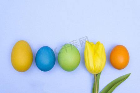 五颜六色的复活节彩蛋反对制服 backgr 的搞笑照片