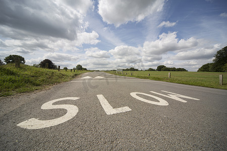 SLOW，英国道路标记