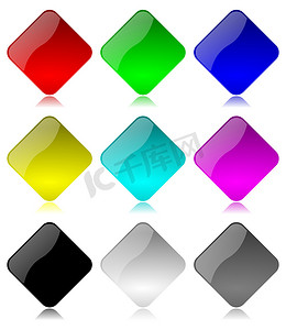 彩色和有光泽的菱形按钮集